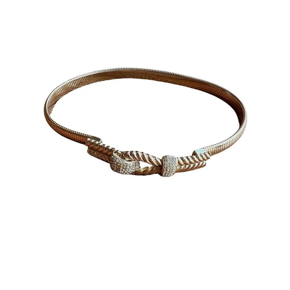 Accessocraft Gold Stretch Belt Rhinestone‎ Buckle Vintage 28